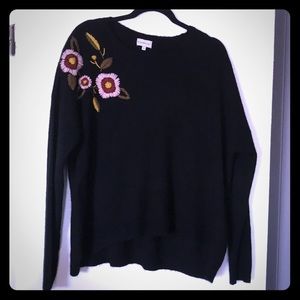 Embroidered sweater, black